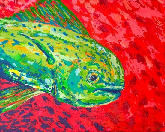 She’s a Hot Mess (sold), Acrylic by Amy-Lauren Lum Won - Kauai fish art, Hawaii fish paintings
